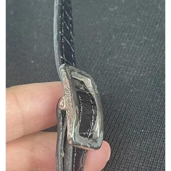 Brighton Black Leather Crossbody Bag Tri Fold Wallet on a String Removable Strap - Picture 5 of 14